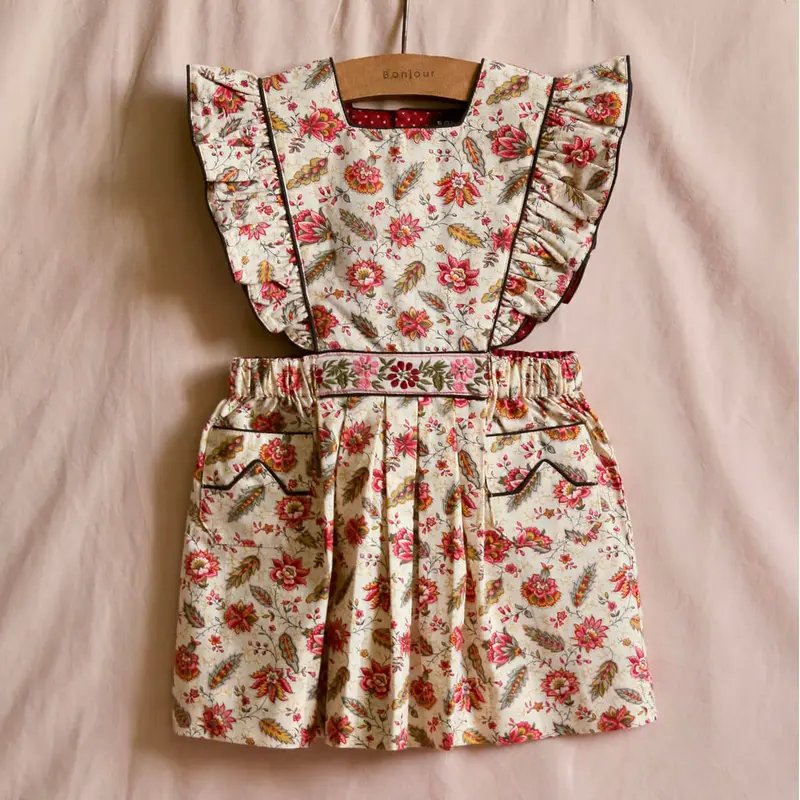 Apron Dress in Aline Print by Bonjour