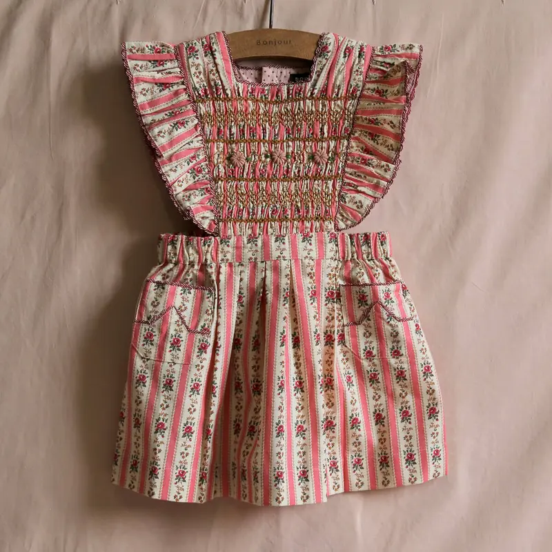 Apron Dress in Tapestry Pink Stripe by Bonjour