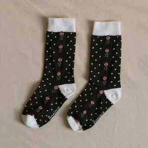 Dots Flowers Socks in Black by Bonjour