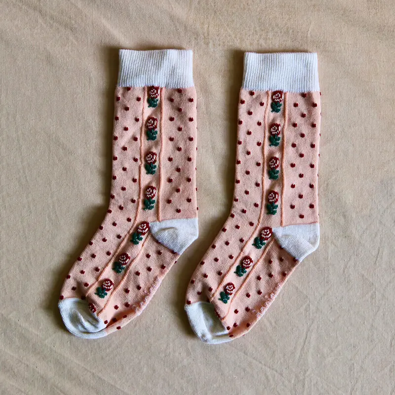 Dots Flowers Socks in Pink by Bonjour