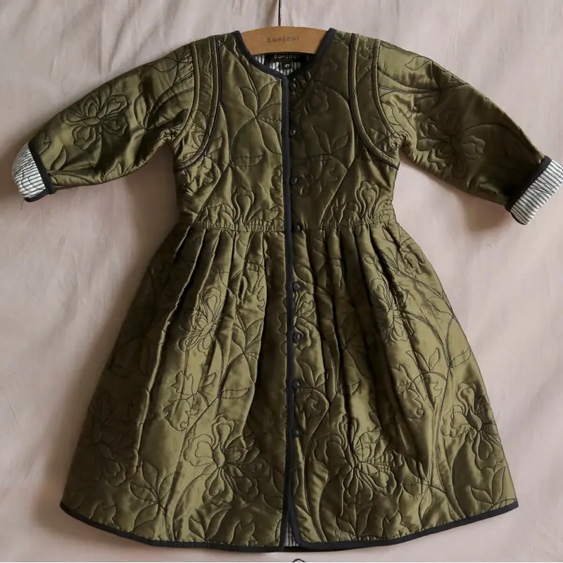 Dress Coat in Khaki Taffeta by Bonjour