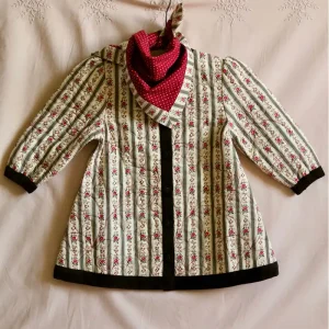 Dress Coat & Scarf in Khaki Tapestry Stripe by Bonjour