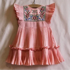 Dress in Pleated Nude Taffeta by Bonjour