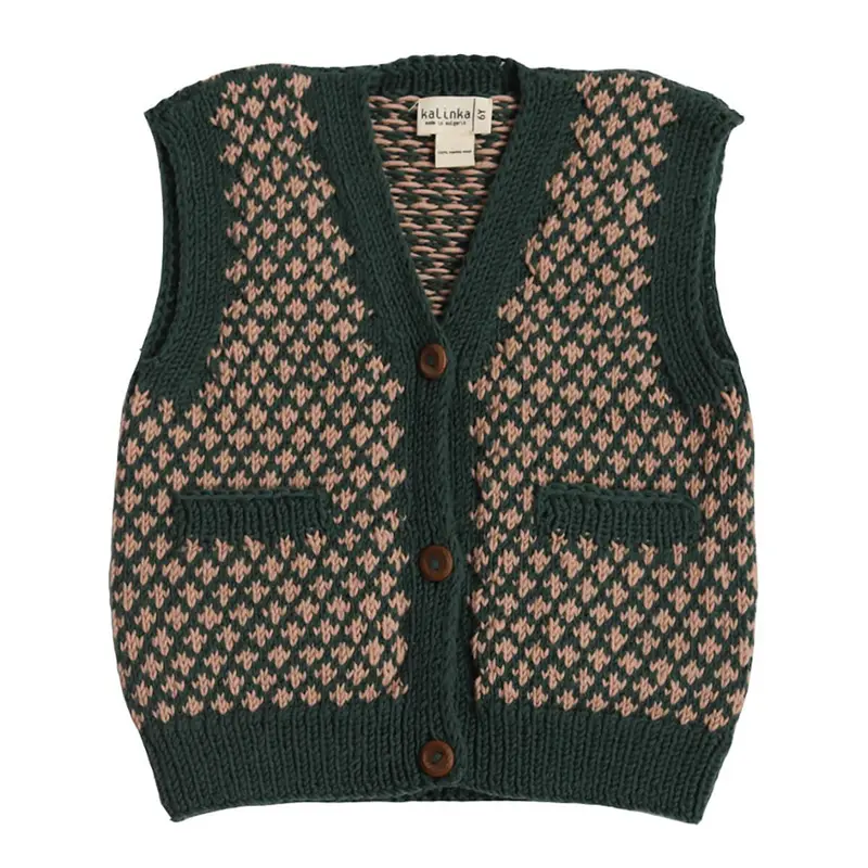 Edmund Vest in Pine / Rose Quartz by Kalinka
