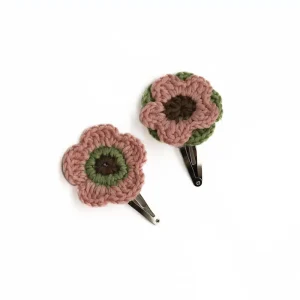 Flower Clip Set in Moss / Flamingo by Kalinka