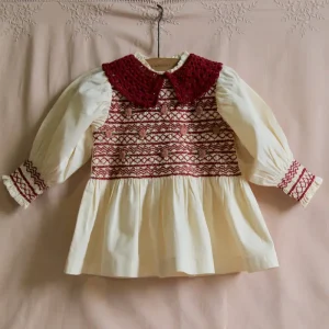 Handsmock Blouse in Ivory Dot Print by Bonjour