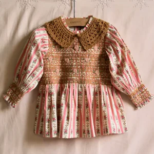 Handsmock Blouse in Tapestry Pink Stripe by Bonjour