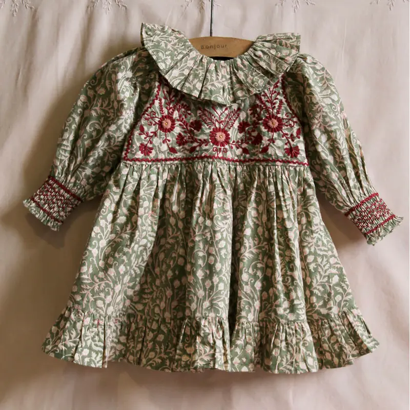 Iris Tunique in Leaf Block Print by Bonjour