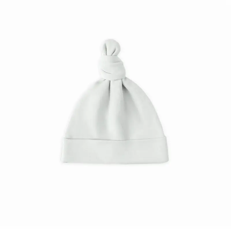 Knotted Baby Hat in Ice Blue by Quincy Mae