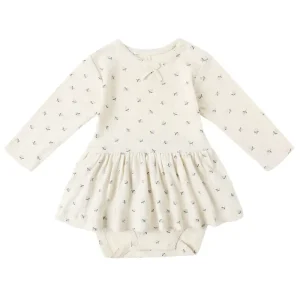 Pointelle Skirted Bodysuit in Blue Ditsy by Quincy Mae