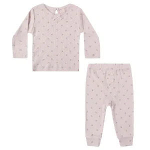 Pointelle Tee and Legging Set in Lilac Ditsy by Quincy Mae