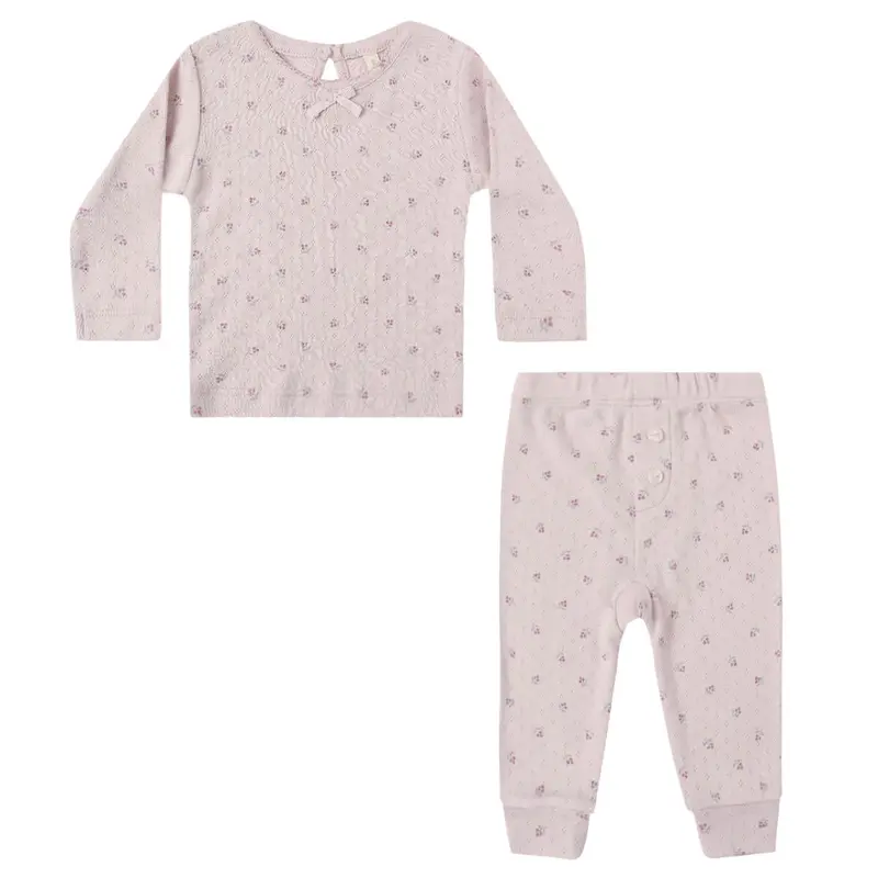Pointelle Tee and Legging Set in Lilac Ditsy by Quincy Mae