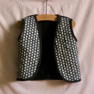 Reversible Sleeveless Jacket in Black Baby Cord by Bonjour