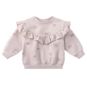 Ruffle Sweatshirt in Bows by Quincy Mae