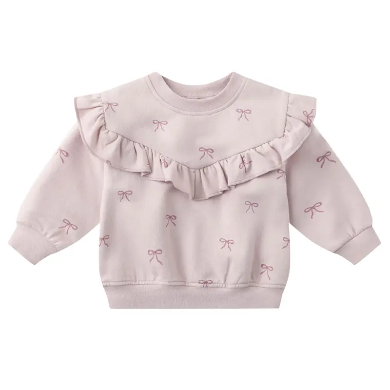 Ruffle Sweatshirt in Bows by Quincy Mae