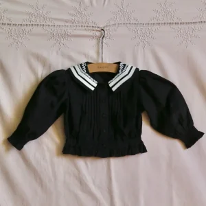 Sailor Blouse in Black Baby Cord by Bonjour