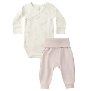 Side Snap Bodysuit and Pant Set in Snow Owls by Quincy Mae