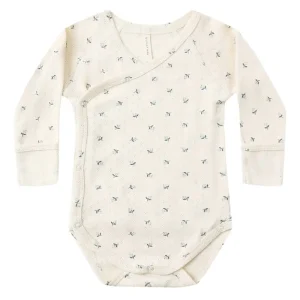 Side Snap Bodysuit in Blue Ditsy by Quincy Mae