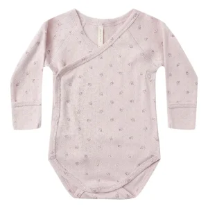 Side Snap Bodysuit in Lilac Ditsy by Quincy Mae