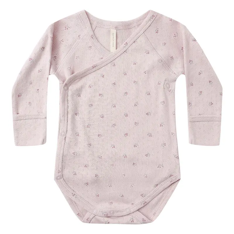 Side Snap Bodysuit in Lilac Ditsy by Quincy Mae