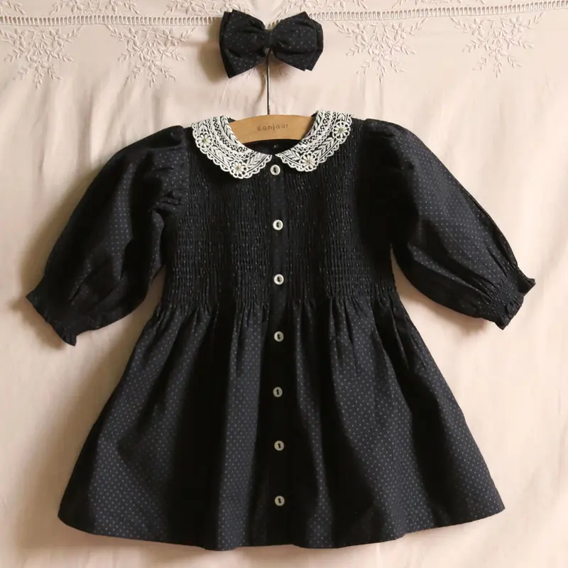 Tunique With Hair Clip in Black Dot Print by Bonjour