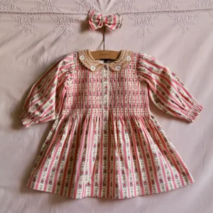 Tunique With Hair Clip in Pink Tapestry Stripe by Bonjour