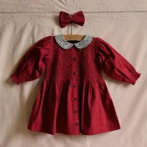 Tunique With Hair Clip in Red Wine Dot Print by Bonjour