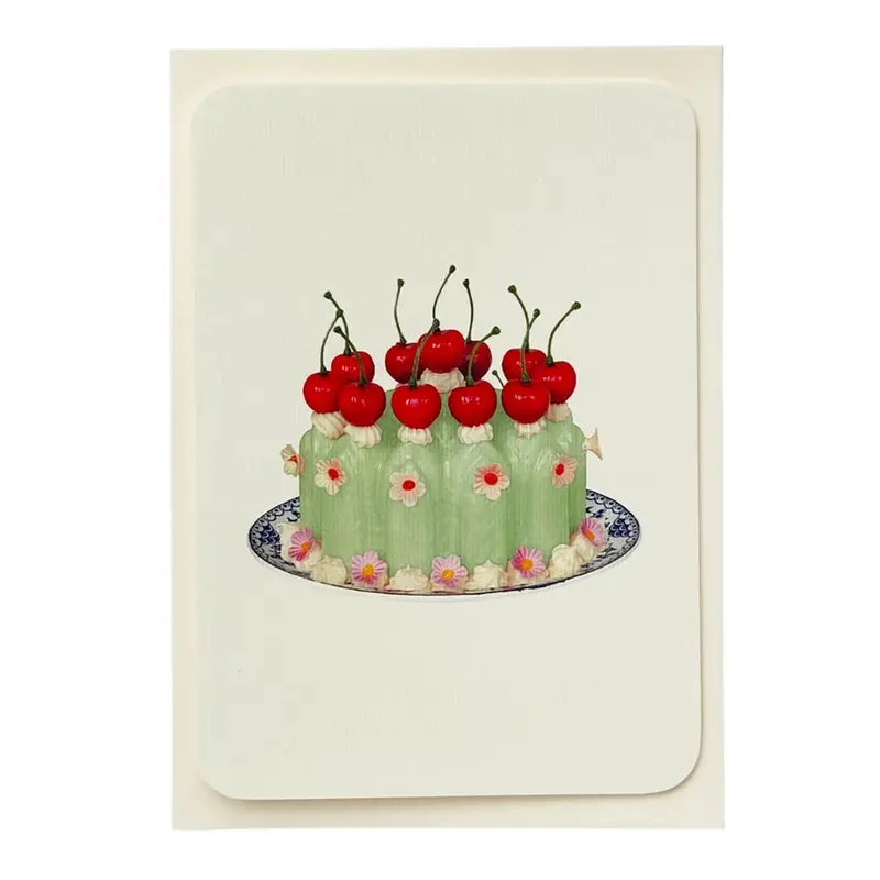 Chartreuse Cream Blancmange Greetings Card by Canonbury Press