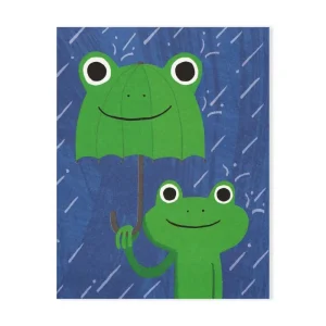 Frog Brolly Mini Greetings Card by Lisa Jones Studio