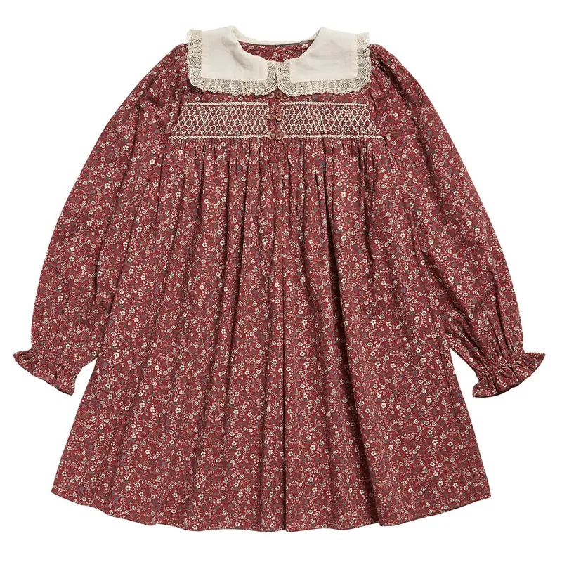 Jasmine Dress in Clove Floral by Little Cotton Clothes