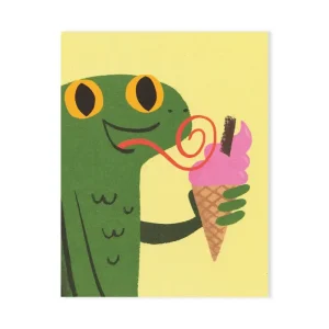 Licking Lizard Mini Greetings Card by Lisa Jones Studio