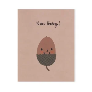 Little Acorn Baby Mini Greetings Card by Lisa Jones Studio