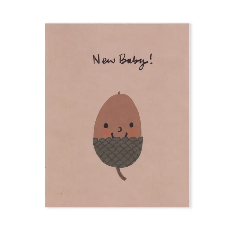 Little Acorn Baby Mini Greetings Card by Lisa Jones Studio