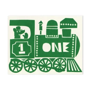 Number 1 Train Mini Greetings Card by Lisa Jones Studio