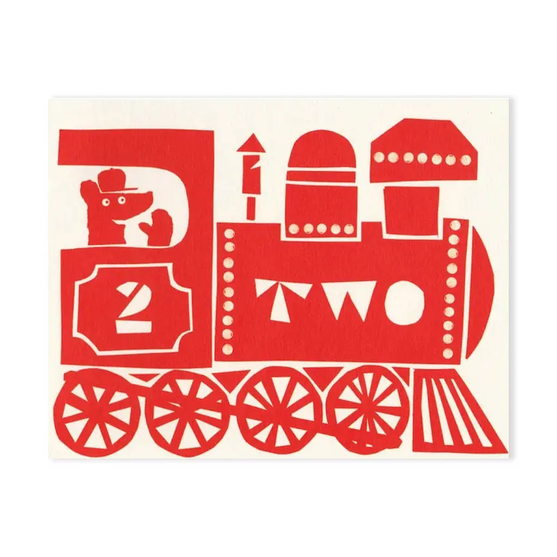 Number 2 Train Mini Greetings Card by Lisa Jones Studio