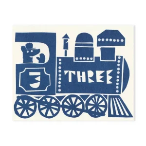 Number 3 Train Mini Greetings Card by Lisa Jones Studio