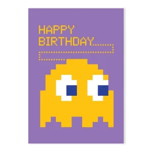 Pacman Birthday Greetings Card by Dicky Bird