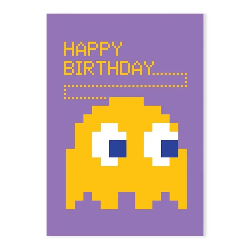 Pacman Birthday Greetings Card by Dicky Bird