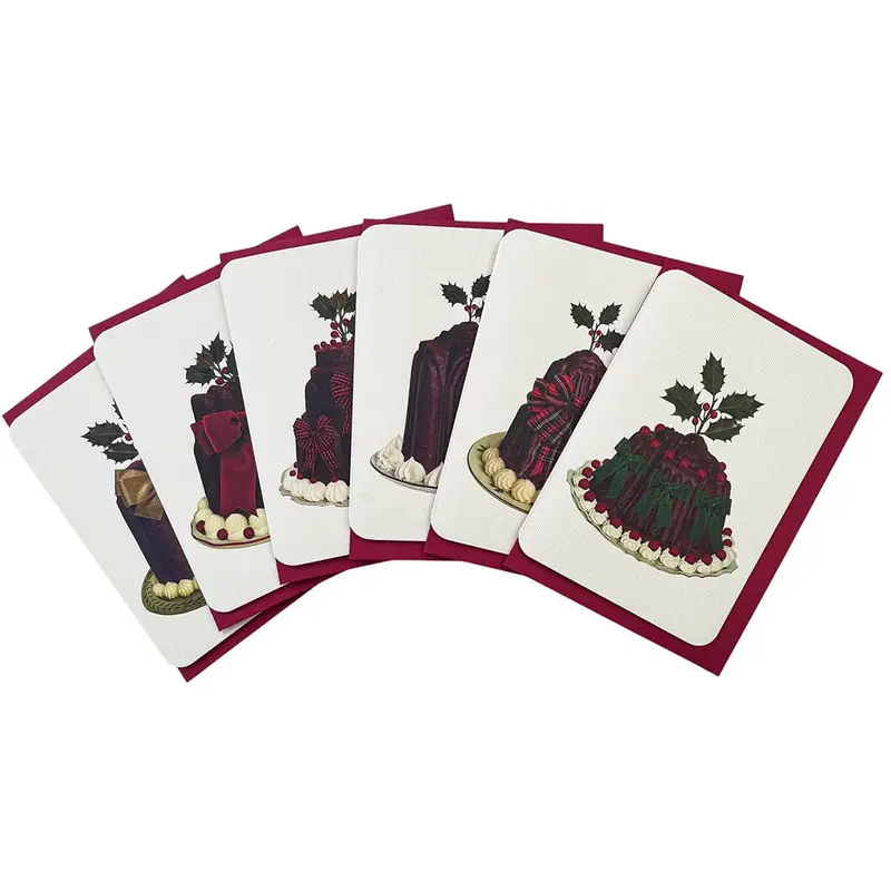 Plum Pudding Set Of 6 Christmas Greetings Cards by Canonbury Press