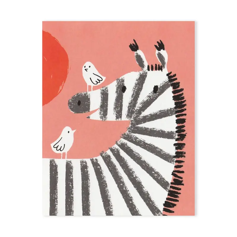 Zebra Mini Greetings Card by Lisa Jones Studio