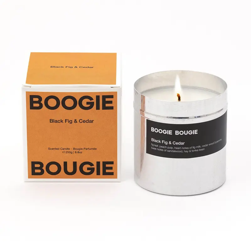 Black Fig & Cedar Fragranced Candle by Boogie Bougie