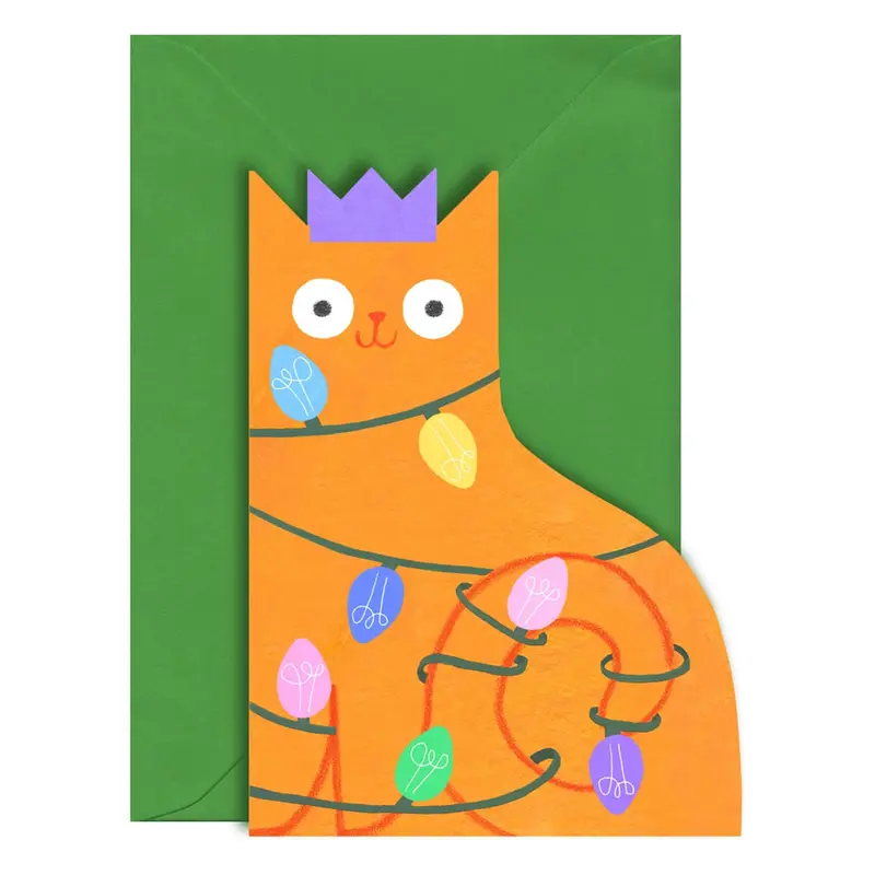 Christmas Cat Greetings Card by Ickaprint