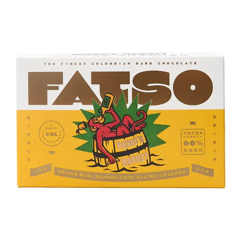Drunk'n Monkey 60% Dark Chocolate Bar by Fatso