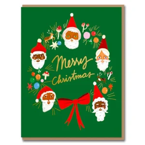 Father Christmas Wreath Greetings Card by Carolyn Suzuki for 1973