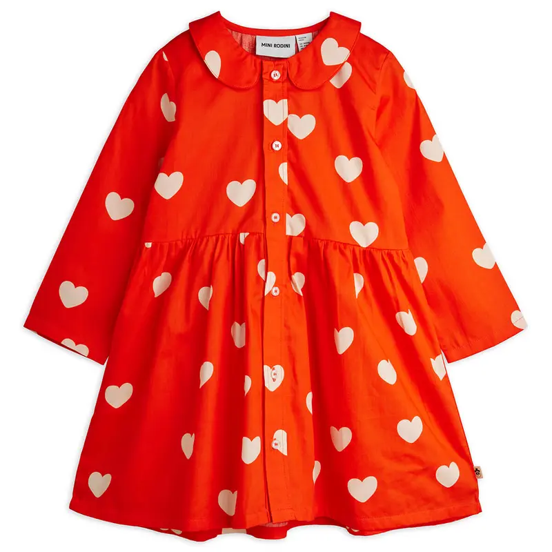 Hearts AOP Woven Dress by Mini Rodini