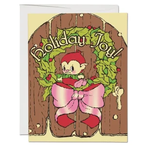 Holiday Elf Christmas Greetings Card by Red Cap Cards