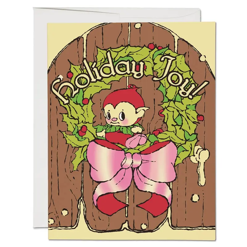 Holiday Elf Christmas Greetings Card by Red Cap Cards