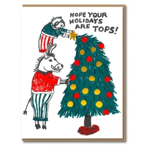 Holiday Tree Animals Christmas Greetings Card by Egg Press for 1973