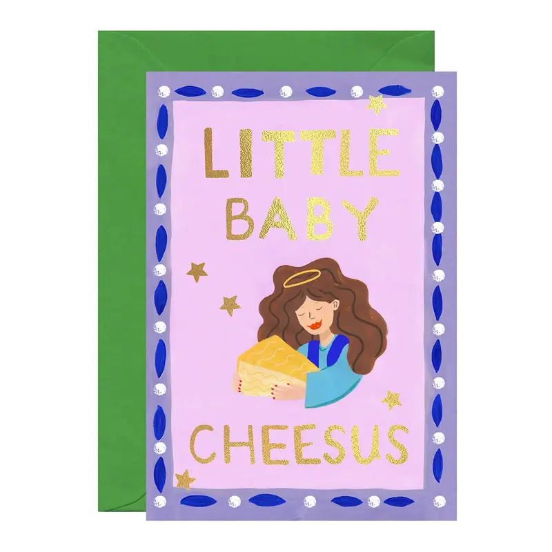 Little Baby Cheesus Greetings Card by Ickaprint
