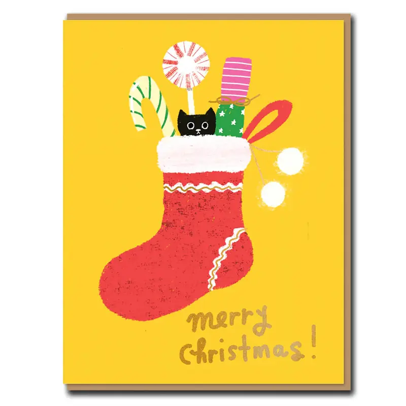 Merry Stocking Christmas Greetings Card by Carolyn Suzuki for 1973